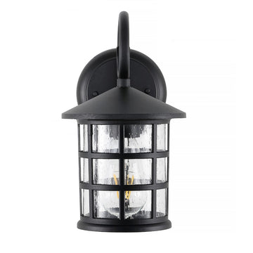 Cadiz 6" Iron/Seeded Glass Cottage Rustic Scrolled Lantern LED Outdoor Lantern - JONATHAN Y